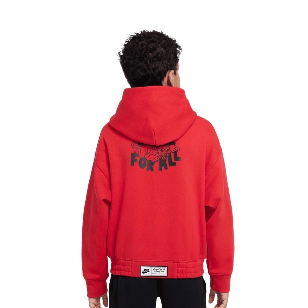 NIKE 'Ball for All' Red Hooded Sweatshirt Full Zip Pockets Youth Size Medium